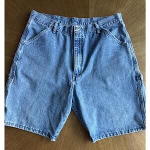 Y2K Wrangler Hero Original Carpenter Shorts Mens 36 Blue Denim Cotton Jorts 90s